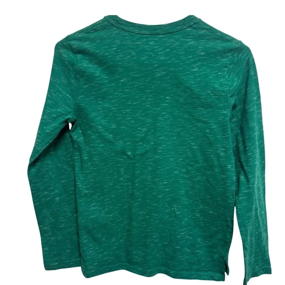 Abercrombie Kids Green Slub Knit Long Sleeve Pocket Tee Shirt Boys Size 9/10
